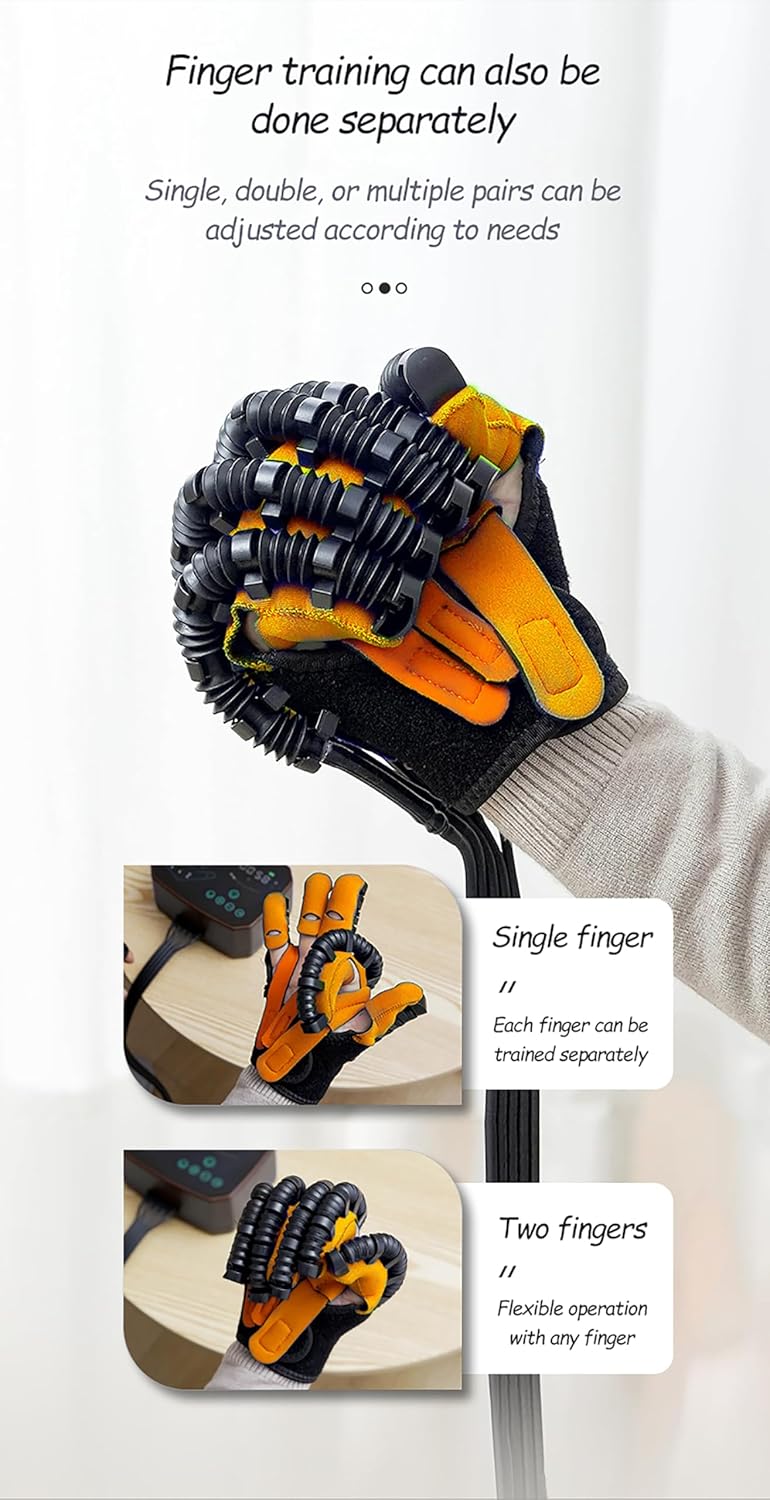 Rehabilitation Robot Gloves, Stroke Rehabilitation Equipment with 3 Workout Modes, Pneumatic Finger Trainer, Hemiplegia Hand Strengthening Devices