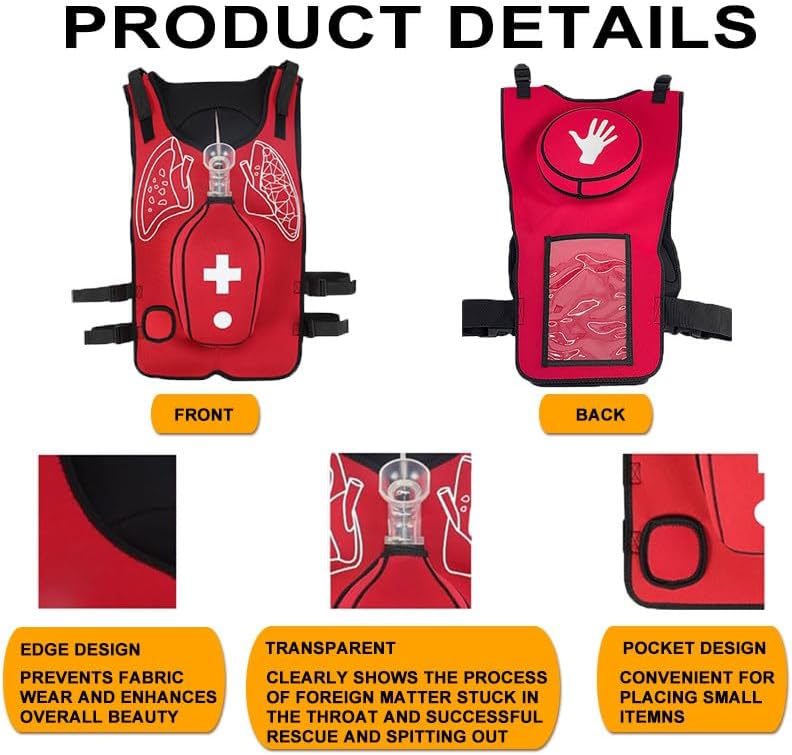 Anti Choking Obstruction Trainer Vest, Airway Obstruction Simulation Training Wearing Vest, Adjustable Shoulder Straps and Waist Belt, for Nurse Blue