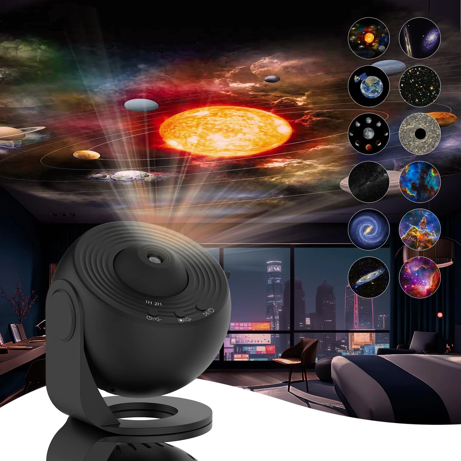 360Â° Galaxy Star Projector with 12 Effects for Relaxation and Sleep