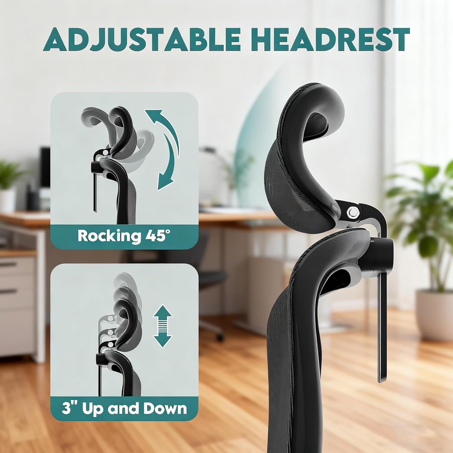 Ergonomic Office Chair - 400LB Comfy Desk Chairs with Adjustable Headrest and Lumbar Back Support, Mesh Computer Chairs with Wheels and Arms for Home Office, Study (218Black-With Headrest-New)