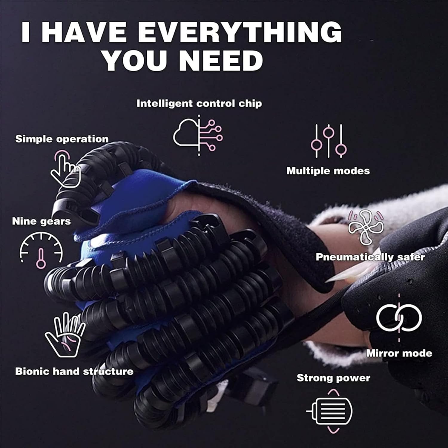 Stroke Hand Splint Assistive Gloves Hemiplegia Finger Rehabilitation Trainer Robot Gloves for Stroke People Finger Wrist Training,Left-XXL