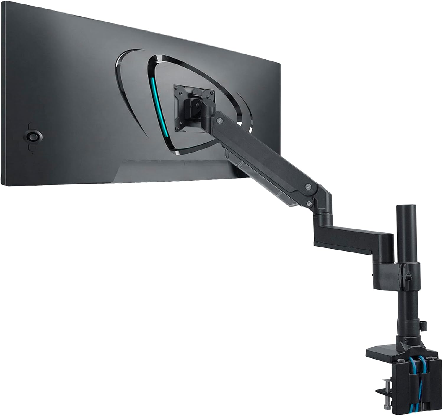 Mount-It! Ultrawide Monitor Arm, Heavy-Duty Gas Spring Desk Mount for 17–35” Curved Screens up to 33 lbs, Full Motion Height Adjustable Monitor Arm with USB 3.0 & Audio Ports, VESA 75/100/200