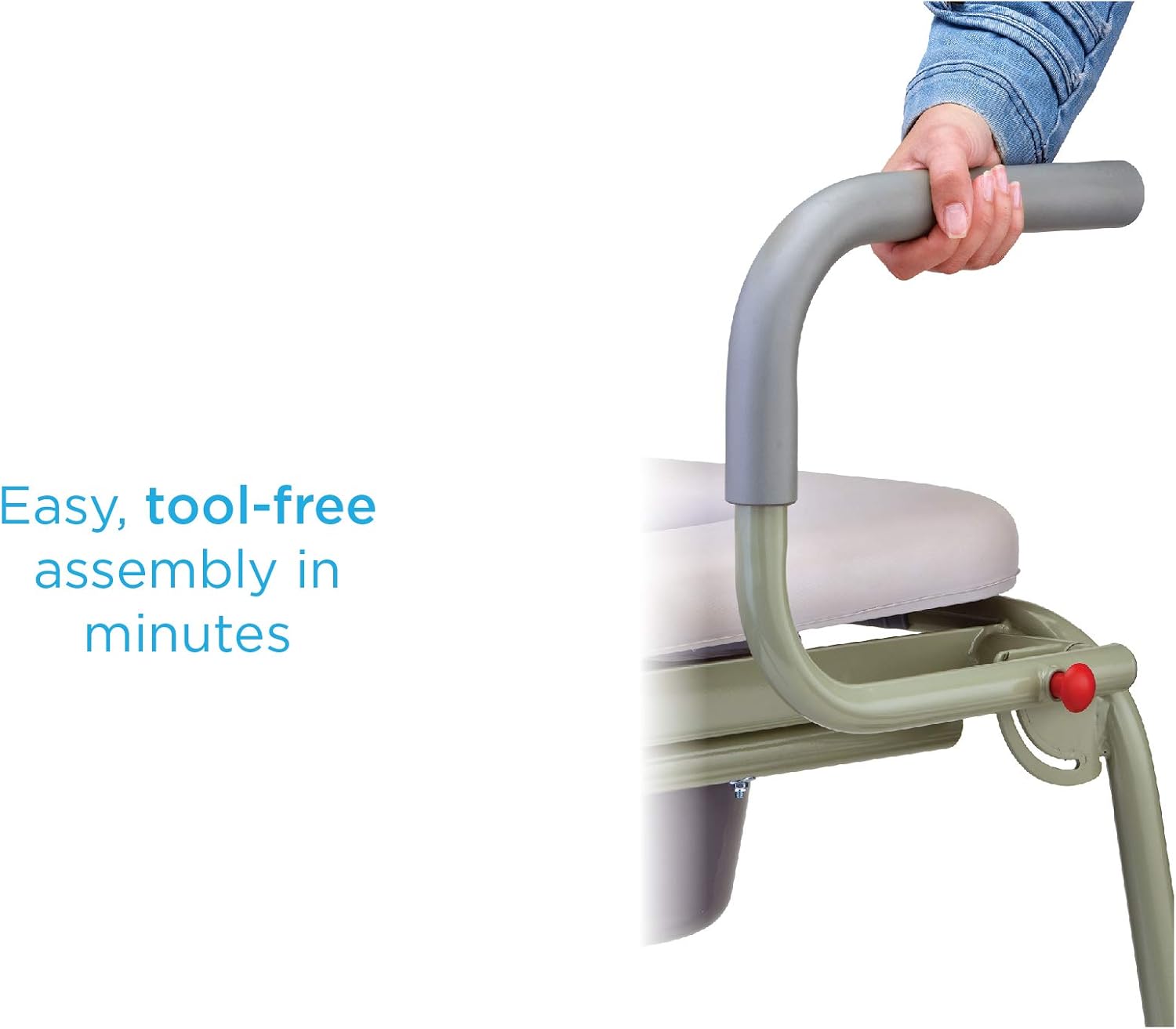 NOVA Medical Products Drop Arm Commode with Padded Seat and Back, Drop Down Arms for Easy Transfer, Stand Alone Bed Side Commode and Over The Toilet Commode, Comes with Bucket, Lid and Slash Guard Gray 1 Count