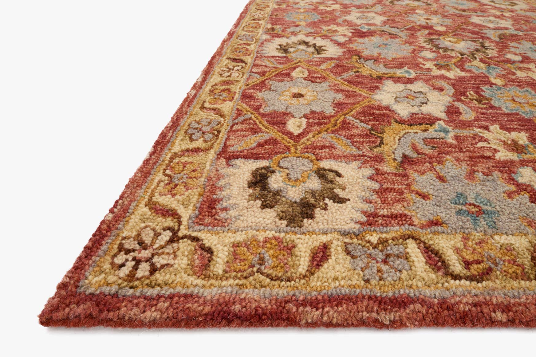Loloi Victoria Collection - Traditional Hooked Rug in Terracotta & Gold (VK-09)
