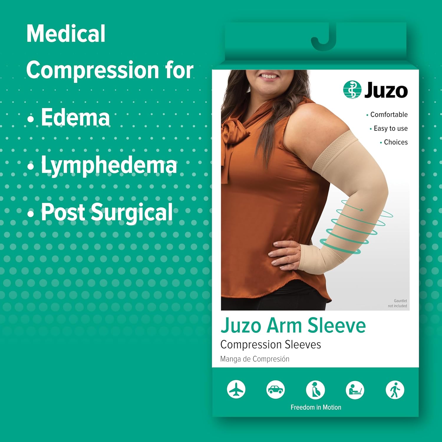 Juzo Soft 2001 20-30mmhg Max Armsleeve with Silicone Top Band for Women, 3 (III) Regular, Beige