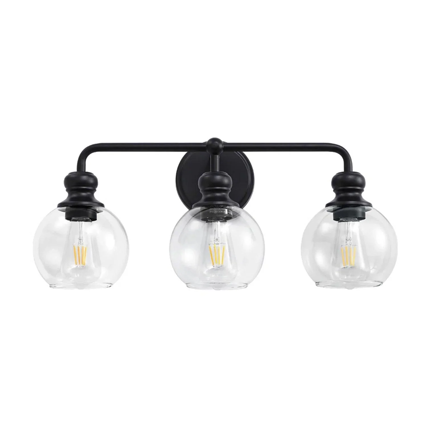 Parrot Uncle Irvine Black Modern Clear Glass 3-Light Vanity Light (3056-3BLACK)