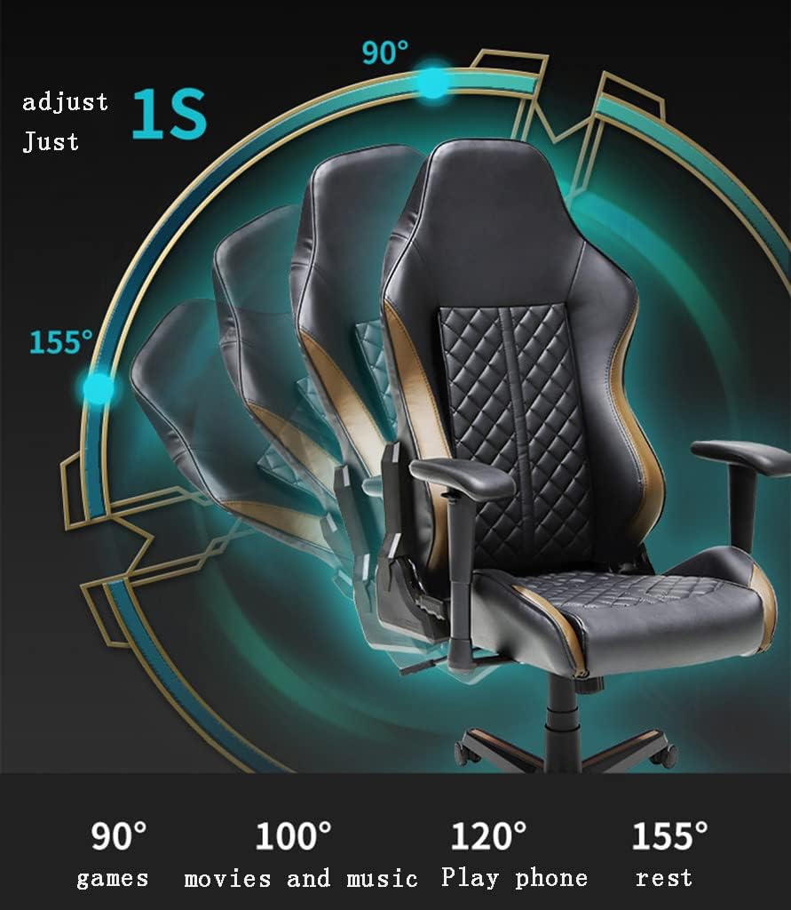 Office Gaming Chair Pu Leather Ergonomic,High Back Pu Leather Ergonomic Pu Leather Executive Computer Chair Lumbar Support Adjustable Padded Armrest Comfortable Anniversa,White