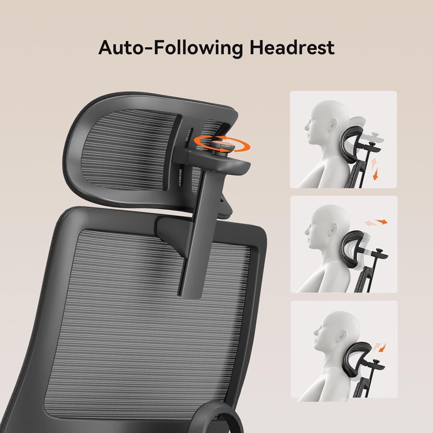 Newtral Office Chair Ergonomic with Footrest, Auto-Following Lumbar Support, High Back Desk Chair with 4D Armrest,136° Tilt Lock, Adjustable Seat Depth & Height (5D Headrest+Aluminum Base, Black)