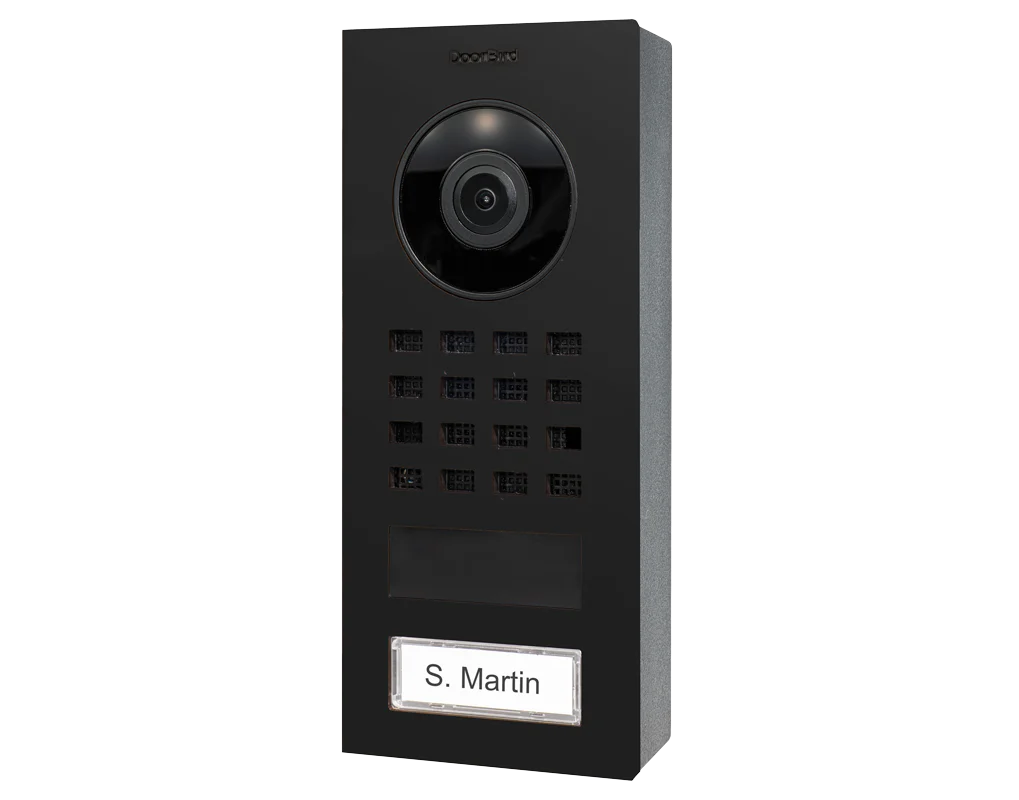 DoorBird D1101V Surface-Mount IP Video Door Station, 1 Call Button in Graphite Black