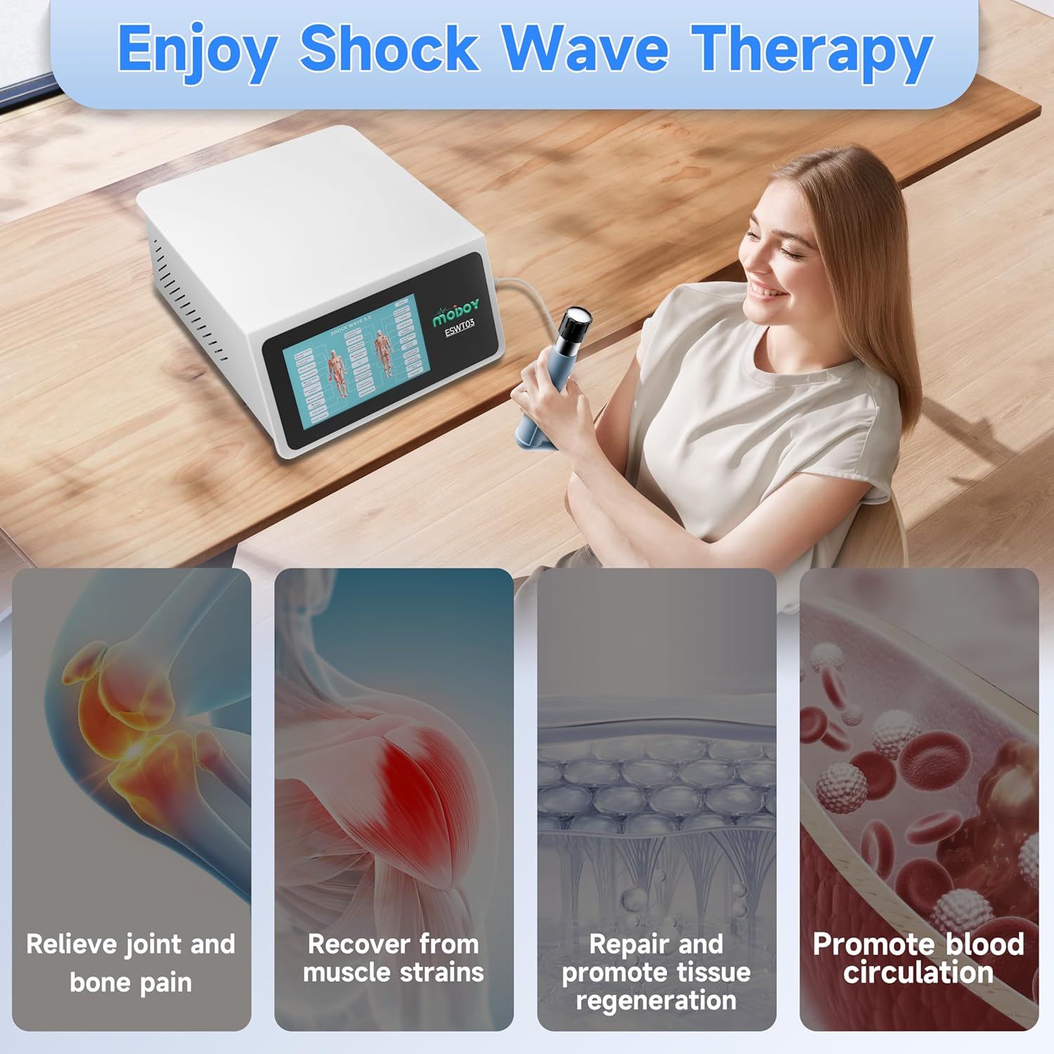 2026 Advanced Shockwave Therapy Machine, Radial Shockwave FSA or HSA Eligible, Non-Invasive Extracorporeal ESWT Shock Wave Therapy Device, Safe Use, Ideal for Home & Clinical Use(ESWT03_White)