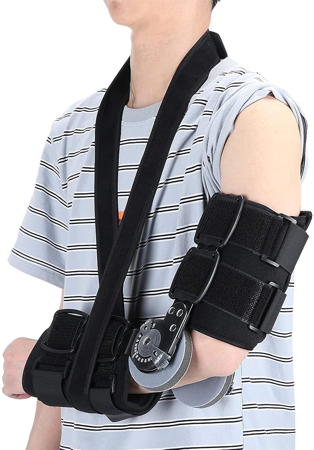 Adjustable Elbow Support Hinged Elbow Brace For Adult Arm Injury Recovery Support Fracture Splint Stabilizer,Left