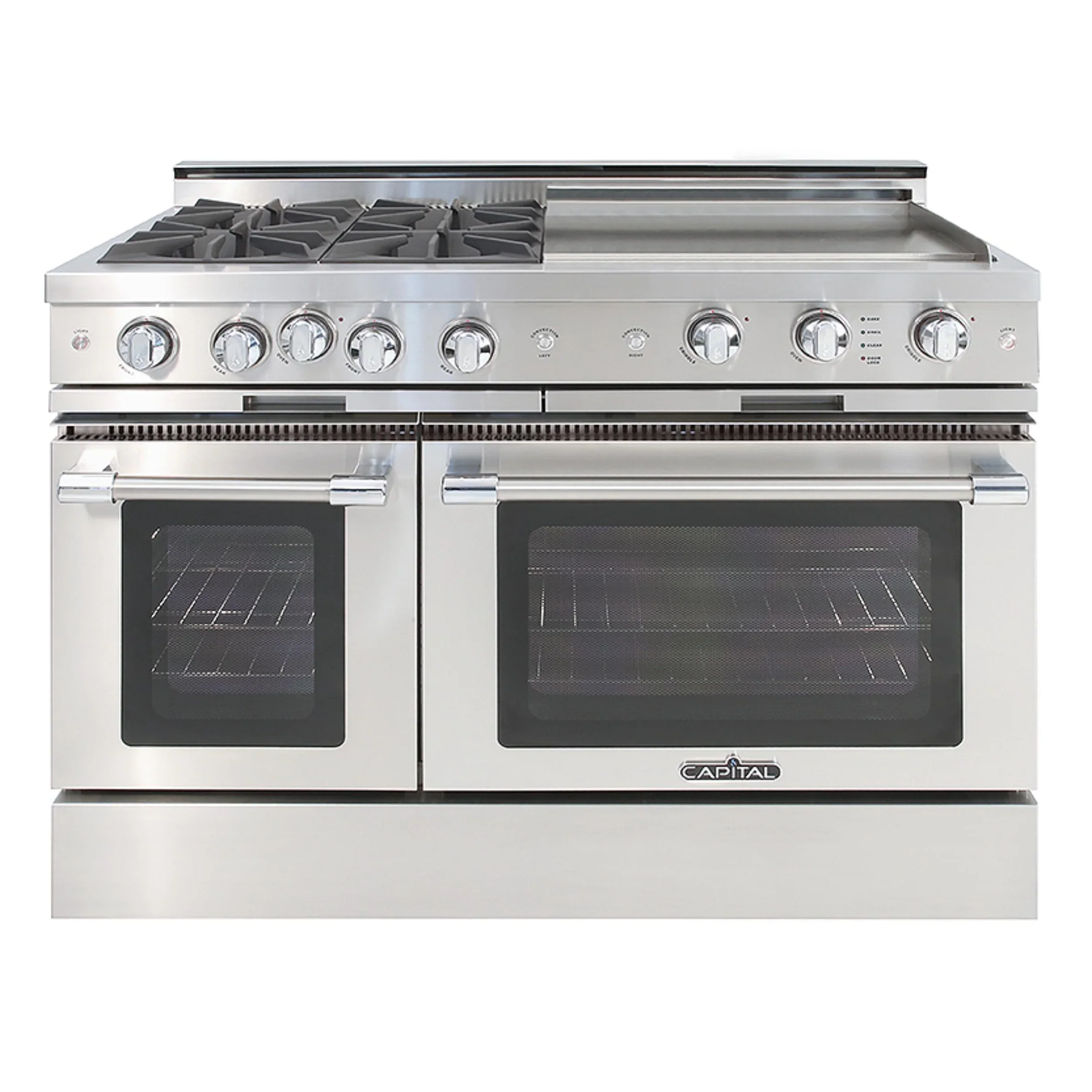 Capital 48-Inch Grand Chef Gas Range in Stainless Steel with 4 Open Burners & 24-Inch Griddle (CGSR484GG)