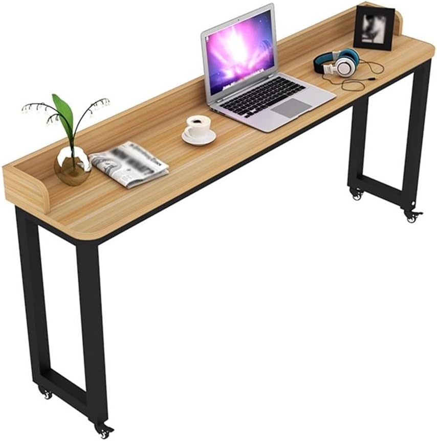 Overbed Table Overbed Table with Wheels, Mobile Bed Table with White Metal Legs for Bedroom, Rolling Tray Table for Living Room Hospital (Size : 150x40x80cm)