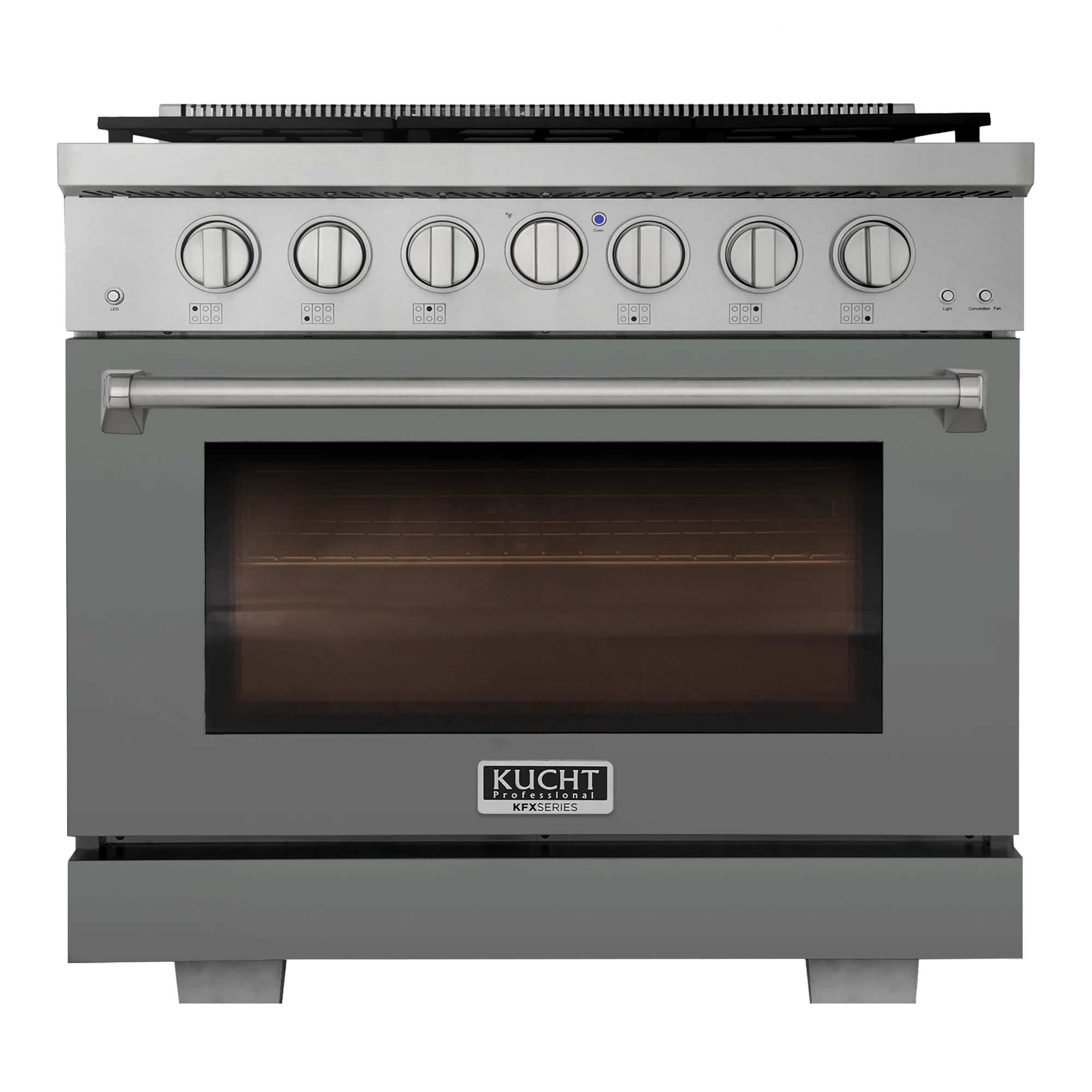 Kucht Professional 36-Inch 5.2 cu. ft. Gas Range in Cement Gray with True Simmer Burners (KFX3600X-GY)