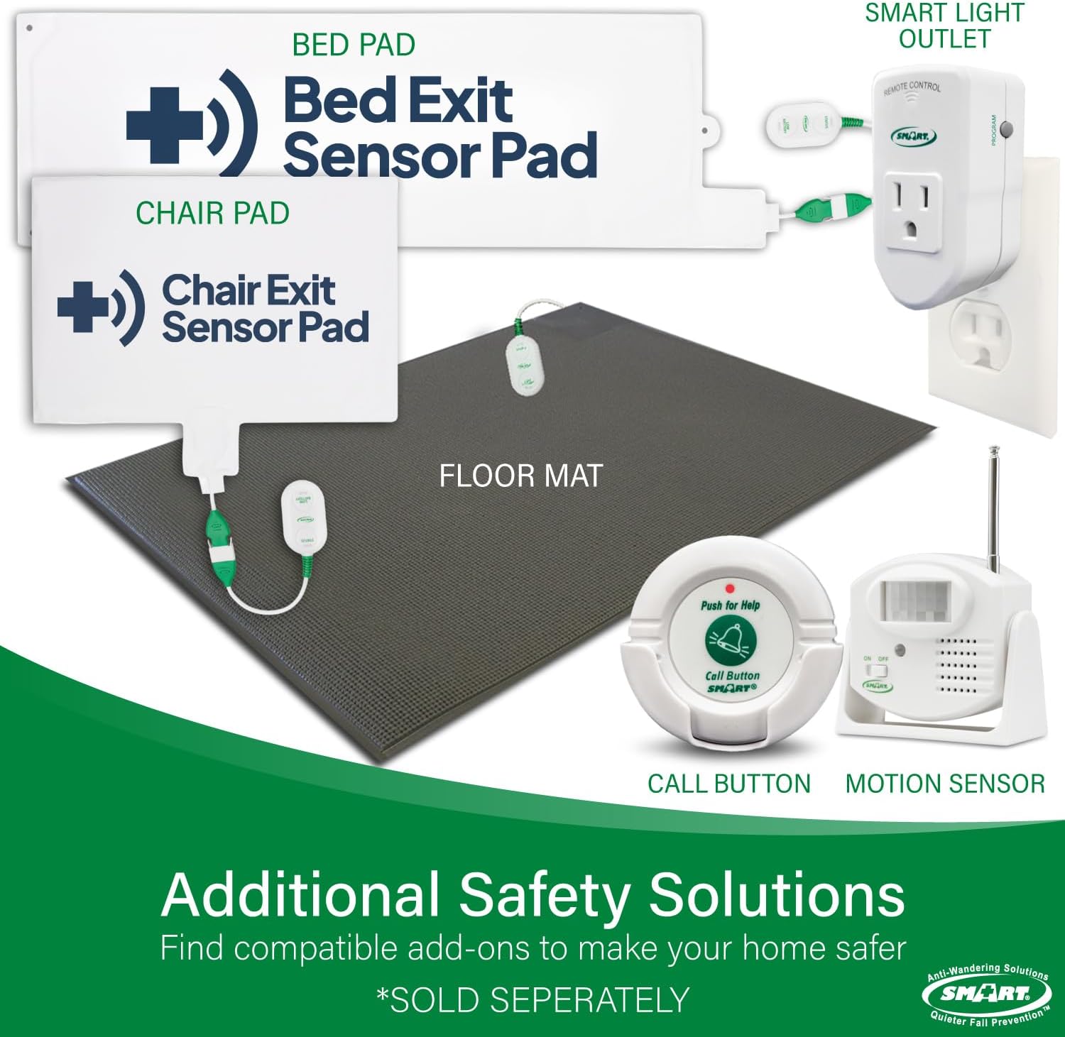 Smart Caregiver Bed Exit Alarm with Wireless Pager - Early Alert Fall Prevention for Seniors and Elderly - Weight Sensing Bed Pad Alerts Caregiver When They Get Up - USA Company and Customer Service