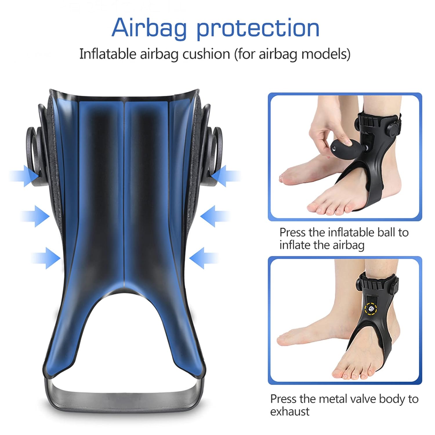 Foot Drop Brace Orthosis, AFO Ankle Orthosis Splint Support with Comfortable Inflatable Airbag, Adjustable Foot Drop Brace Assist Strap for Hemiplegia Stroke Shoes Walking