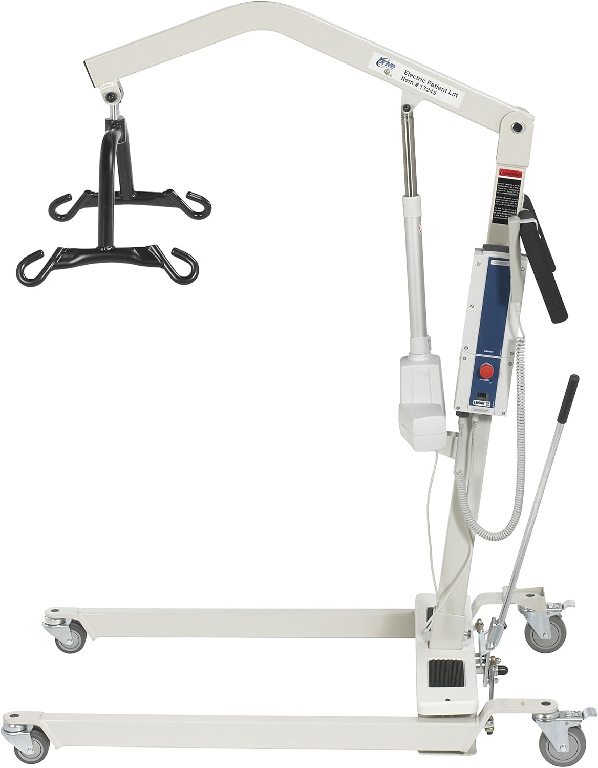 Drive Medical 13244 Medical Bariatric Electric Patient Lift with Rechargeable Battery and Six Point Cradle, White