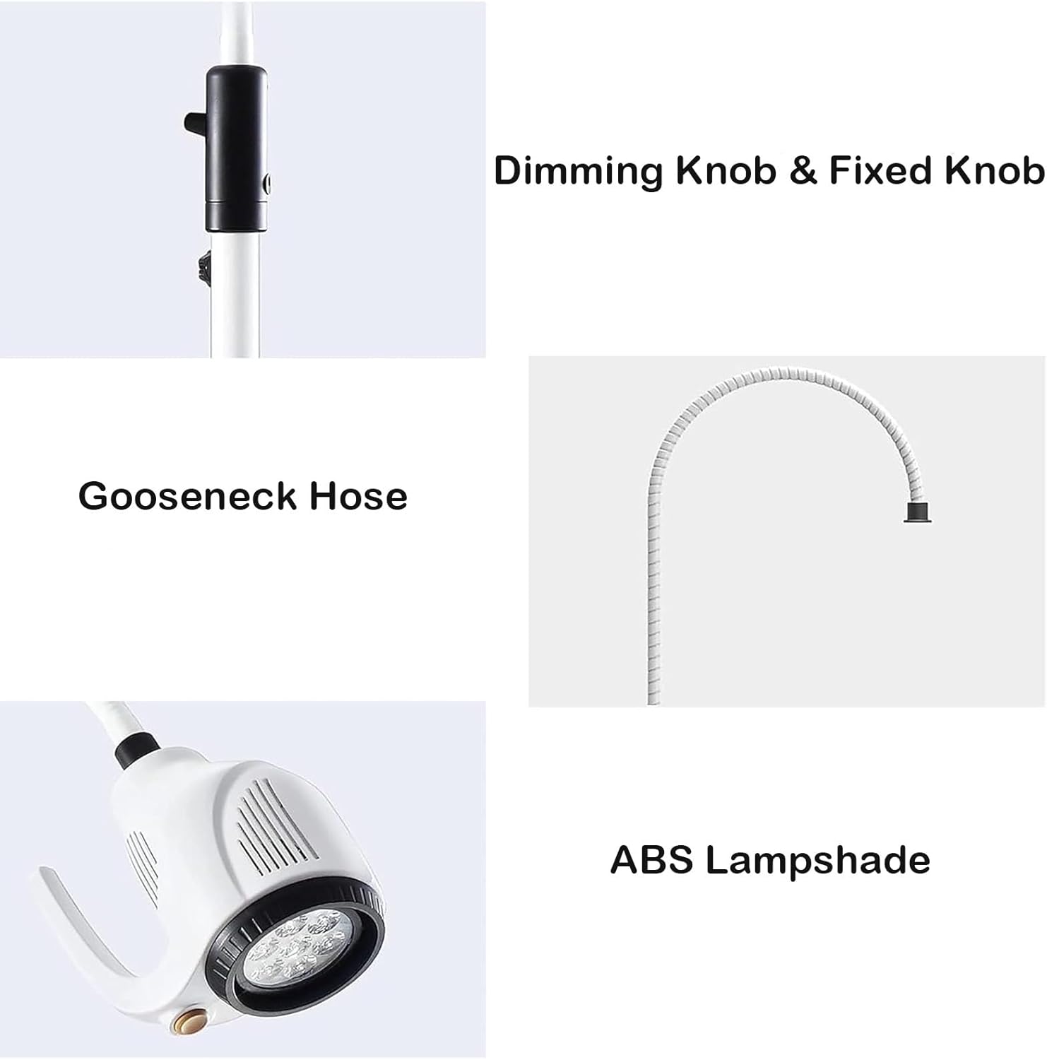 21W Mobile Medical Gynecological Examination Light, Flexible Gooseneck Exam Lamp, Shadowless Exam Light Medical,for Dental, Cosmetology and Pet Diagnostic Examination