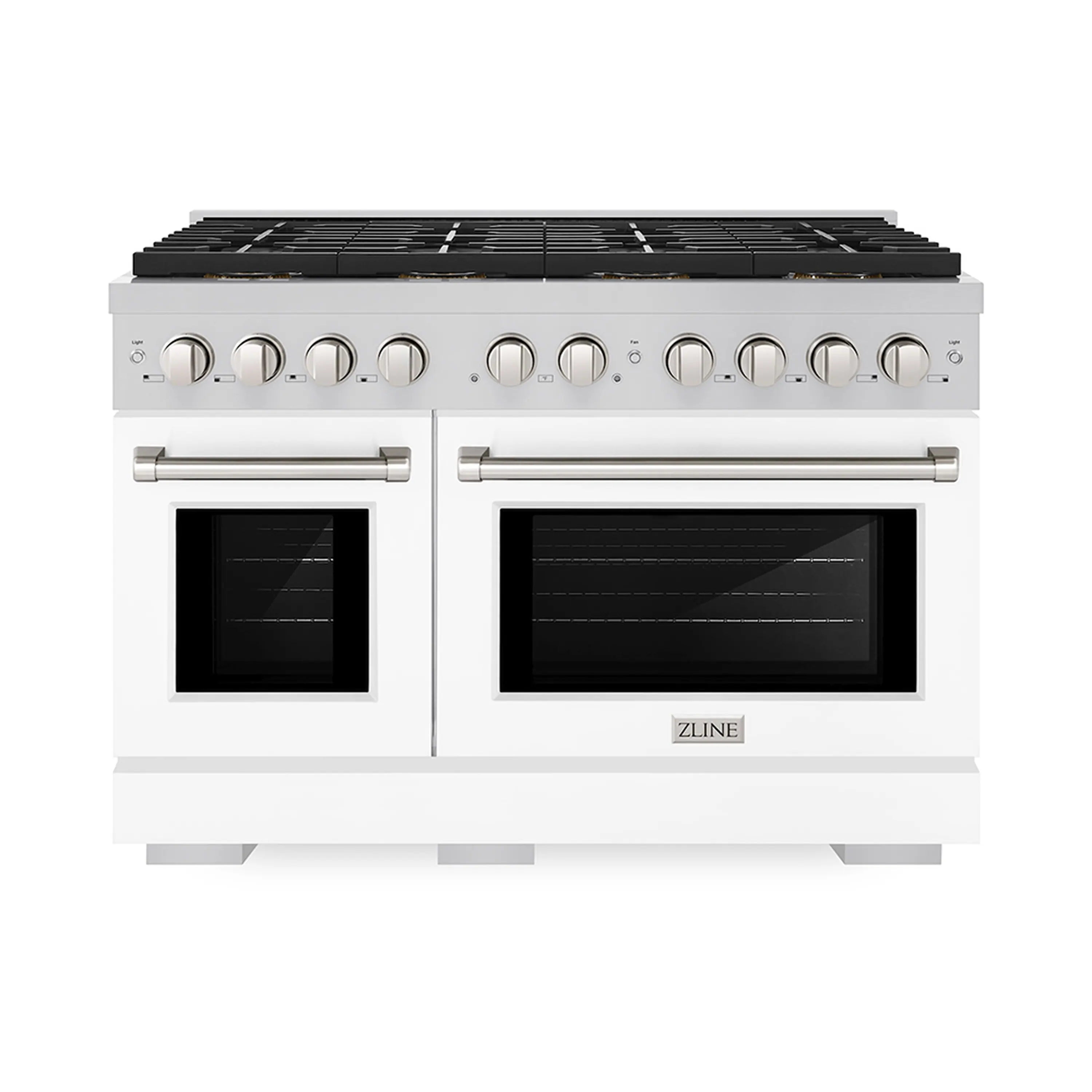 ZLINE 48-Inch 6.7 cu. ft. Paramount Gas Range with 8 Burner DuoPro鈩?Cooktop and Dual Ovens with White Matte Doors (PSGR-WM-48)