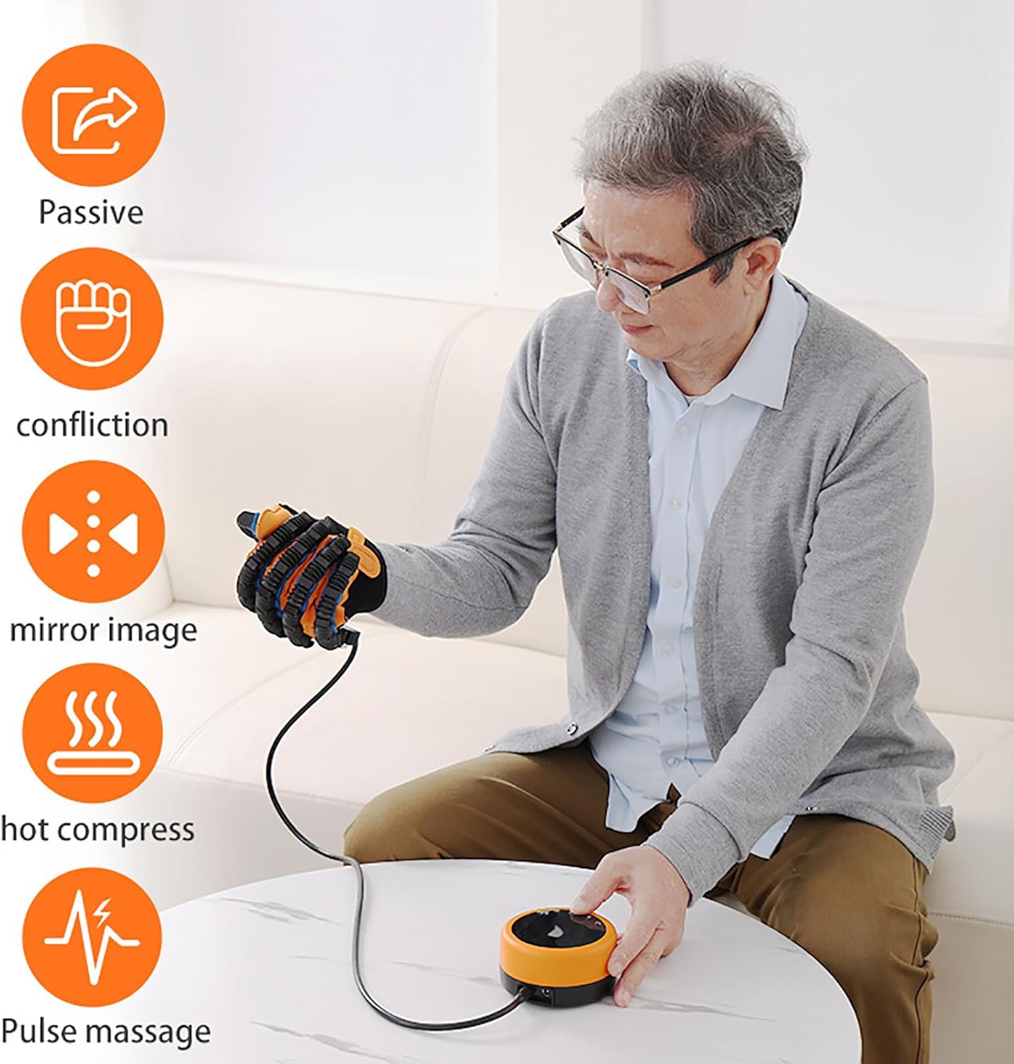 Rehabilitation Robot Gloves, Stroke Hand Recovery Device, Stroke Therapy Equipment for Adults, 5 Modes, Upgrade Hand Strengthening Devices