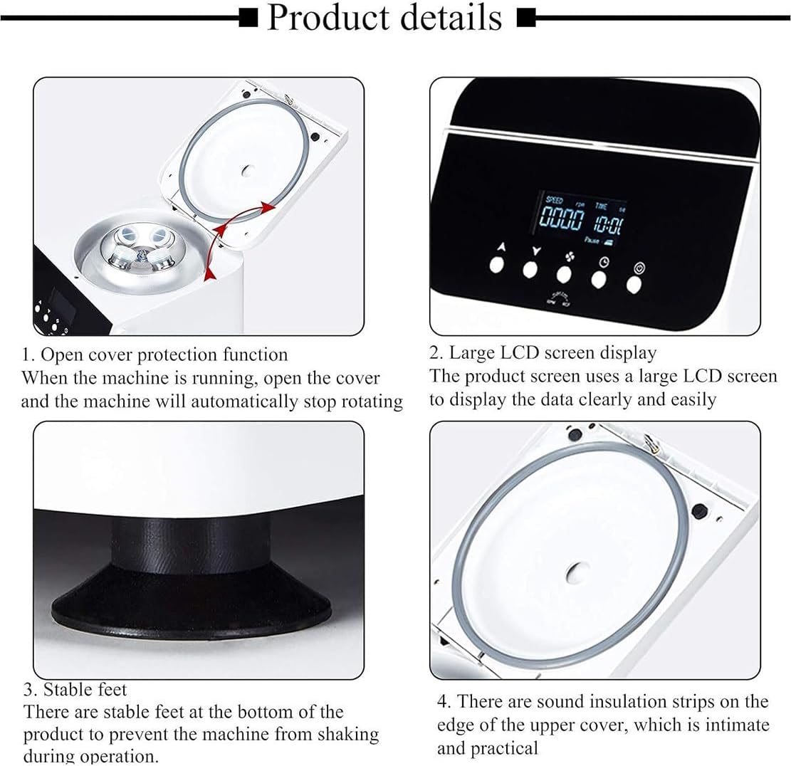 Lab Benchtop Centrifuge Machine with LCD Screen, 4000rpm Low Speed Centrifuge with Speed and Time Display, PRP PRF Use for Vacutainer&Centrifuge Tubes,50ml*6