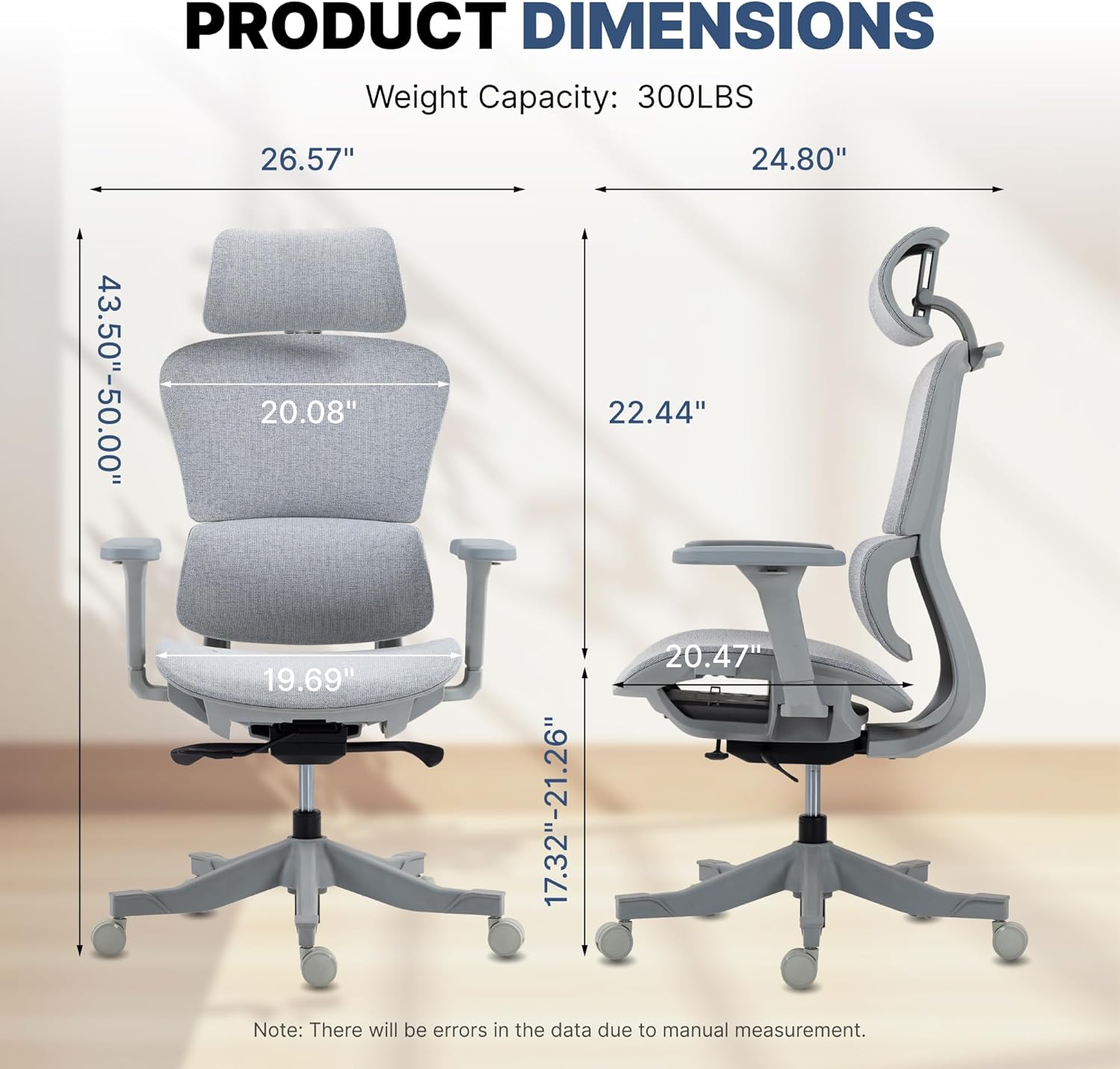 Mesh Ergonomic Office Chair with 4D Armrests,High Back Mesh Gaming Chair with Lumbar Support,Adjustable Seat Depth,2D Headrest for Big & Tall