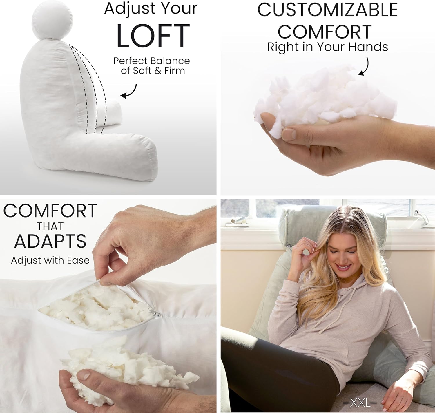 Husband Pillow XXL Reading Pillow for Bed Backrest with Arms - Desert Sage Adult - Unmatched Support Pillow for Sitting Up in Bed - Shredded Memory Foam Comfy Microplush Cover & Detachable Neck Roll