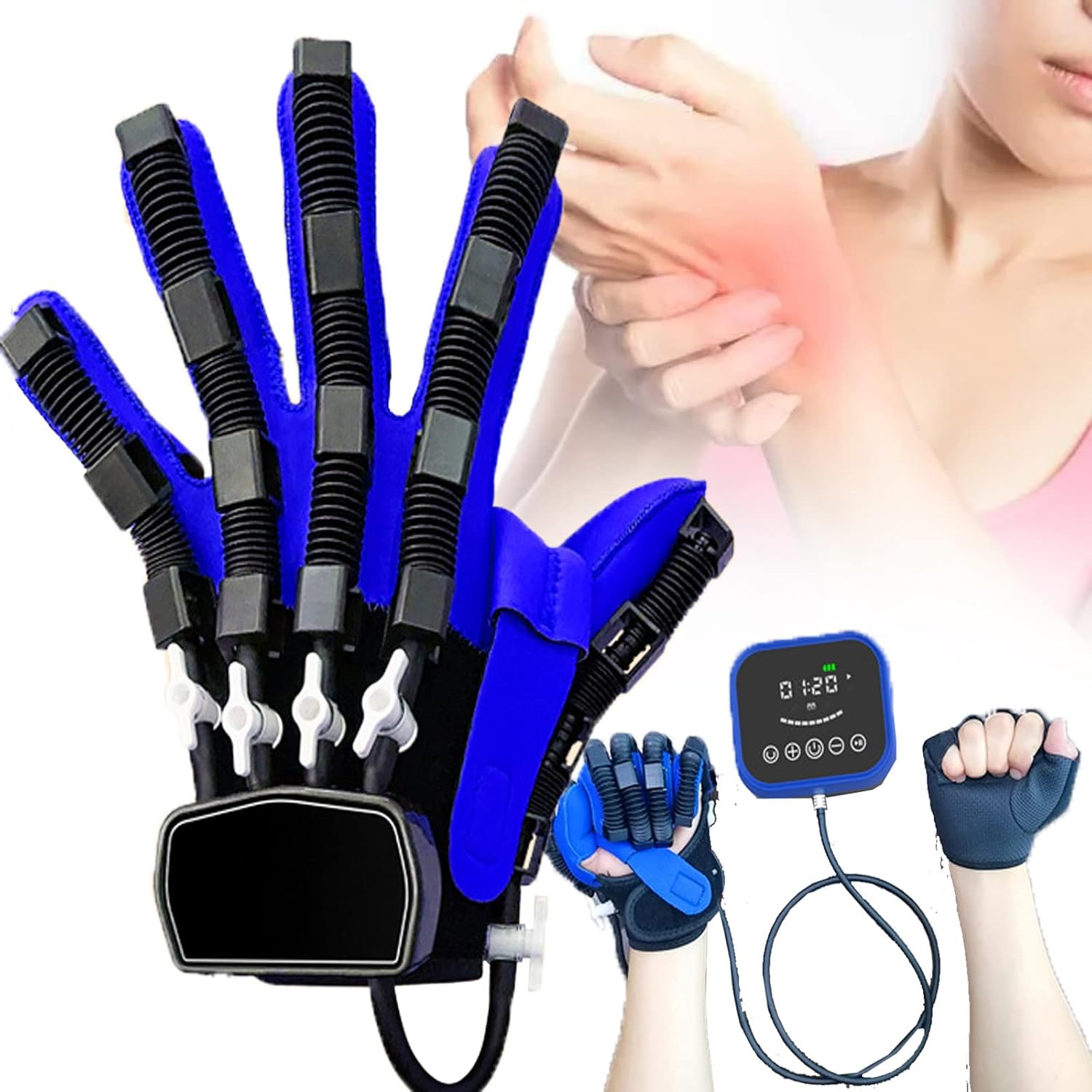 Rehabilitation Robot Gloves,Finger Training Stroke Hand Splint Finger Orthosis Functional Hand Splint,Finger Spasm,Postoperative Recovery,Stroke,Hemiplegia,Simple Operation,lefthand-XL