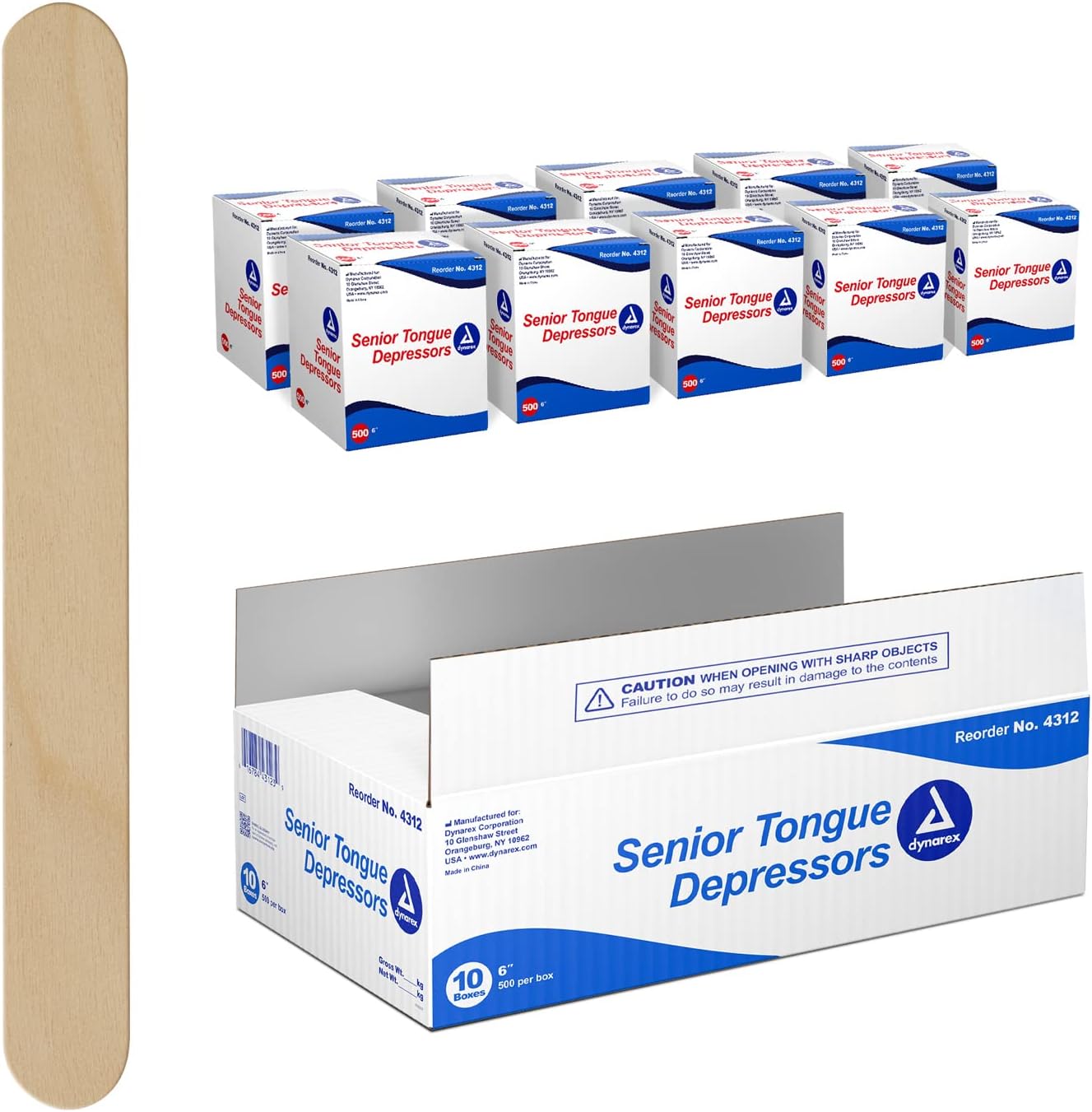 Senior Tongue Depressor Dynarex, 500 Count (Pack of 10)