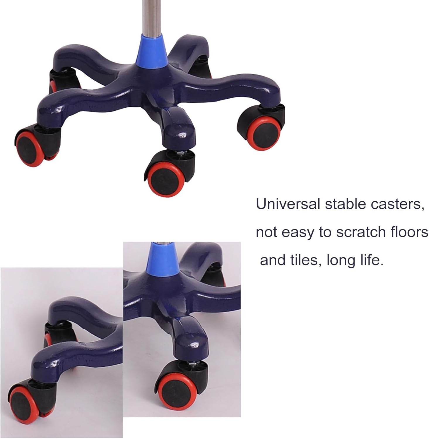 IV Pole with Tray — Ergonomic IV Pole with Wheels — Medical IV Fluid Bag Stand— Stainless Steel IV Pole with Tray for Hospital & Home IV Therapy
