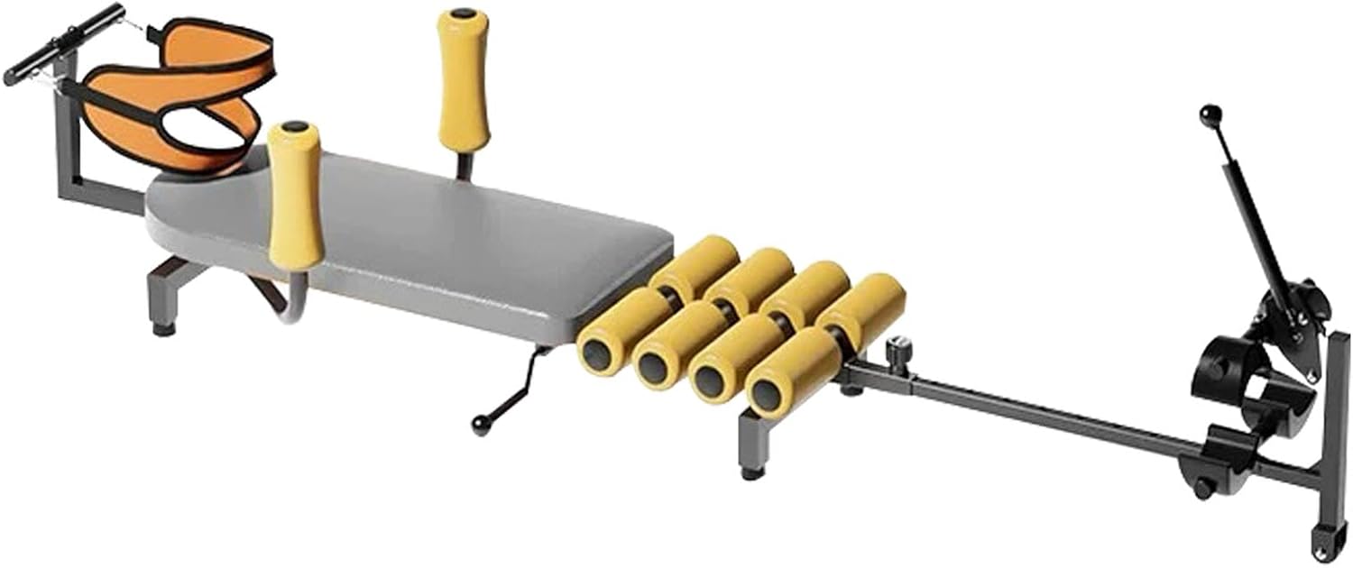 Massage Traction Bed Table, Cervical Lumber Spine Back Stretcher Traction Bed for Tension Relief, Back Decompression- Up to 287 lbs Weight Capacity, Adjustable Length from 55 to 73 inches (Grey)