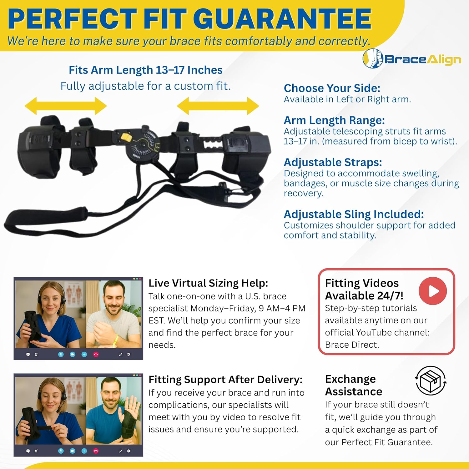 FlexRecover ROM Hinged Elbow Brace - Adjustable Post Op Elbow Stabilizer for Fractures, Ligament & Tendon Repairs, Bicep Repair, and Surgical Recovery - L3761 (Left Arm)