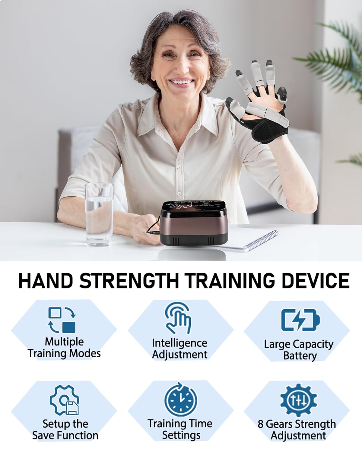 Hand Rehabilitation Robot Gloves, Stroke Hand Therapy Equipment, Stroke Recovery Hand Glove, Rehabilitation Robot Gloves for Hemiplegia Stroke Arthritis Patients(Left Hand/XL Size)
