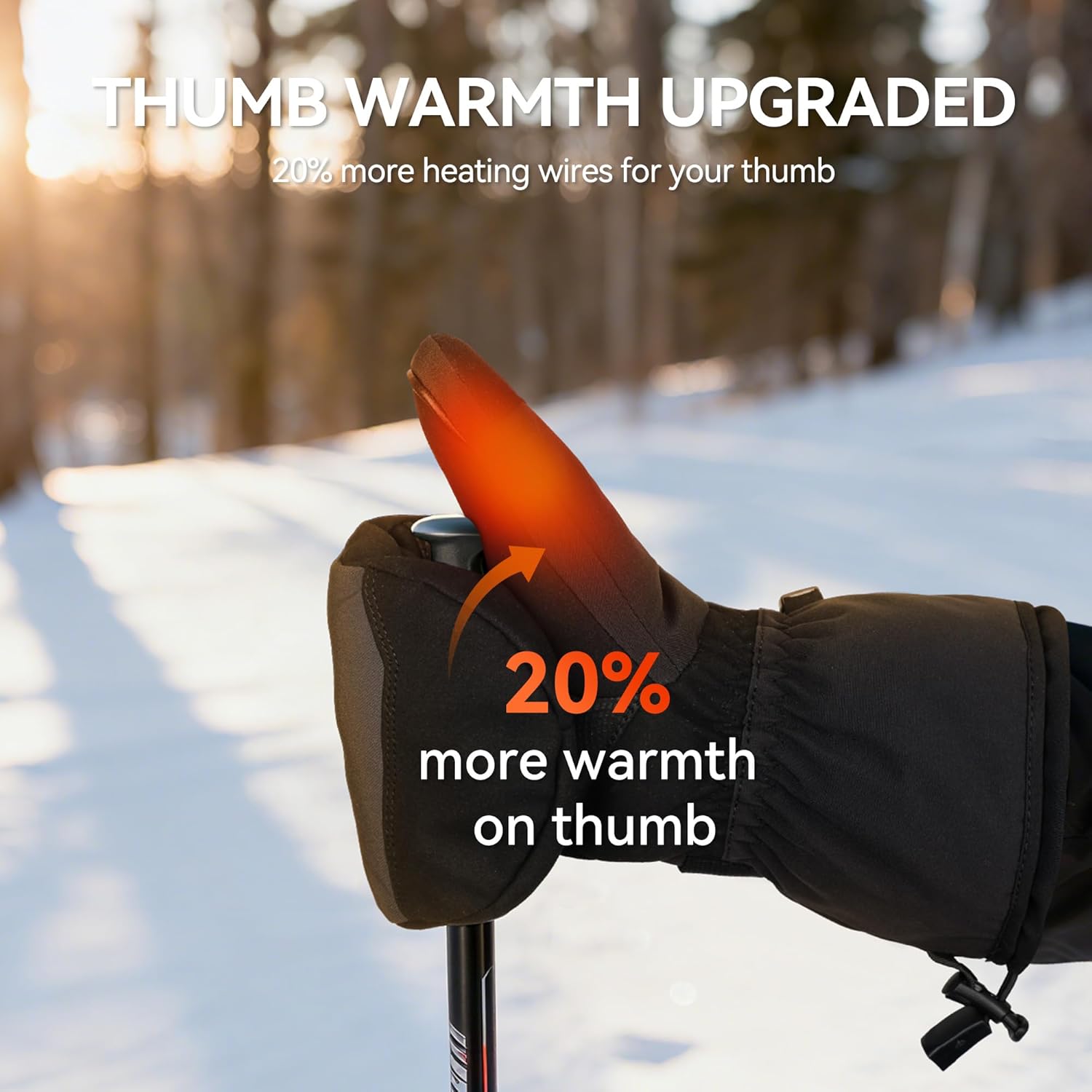 SAVIOR HEAT Heated Mittens Battery Ski Gloves, Upgraded Electric Rechargeable Mitts for Skiing Camping Hiking Arthritis Hands Men Women