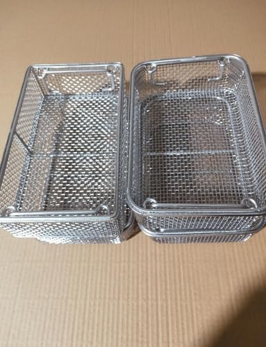 304 Stainless Steel Sterilization Basket with Lid, Metal Lab Trays, Perforated Instrument Tray for Hospitals & Clinics, Durable Mesh Storage Solution