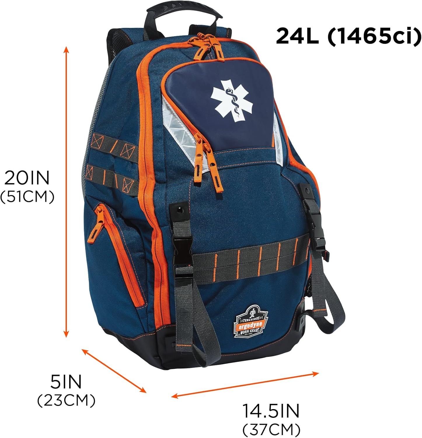 Ergodyne Arsenal 5244 Responder Backpack, with Class A First Aid Kit Supplies Included, Orange