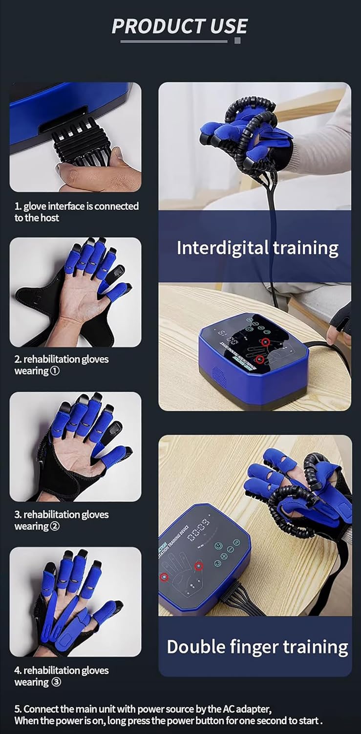 Both Hands Rehabilitation Robot Gloves, Automatic Hemiplegia Finger Trainer, Adjustable Strength, Five-Finger Independent Control, for Improve Finger Dexterity