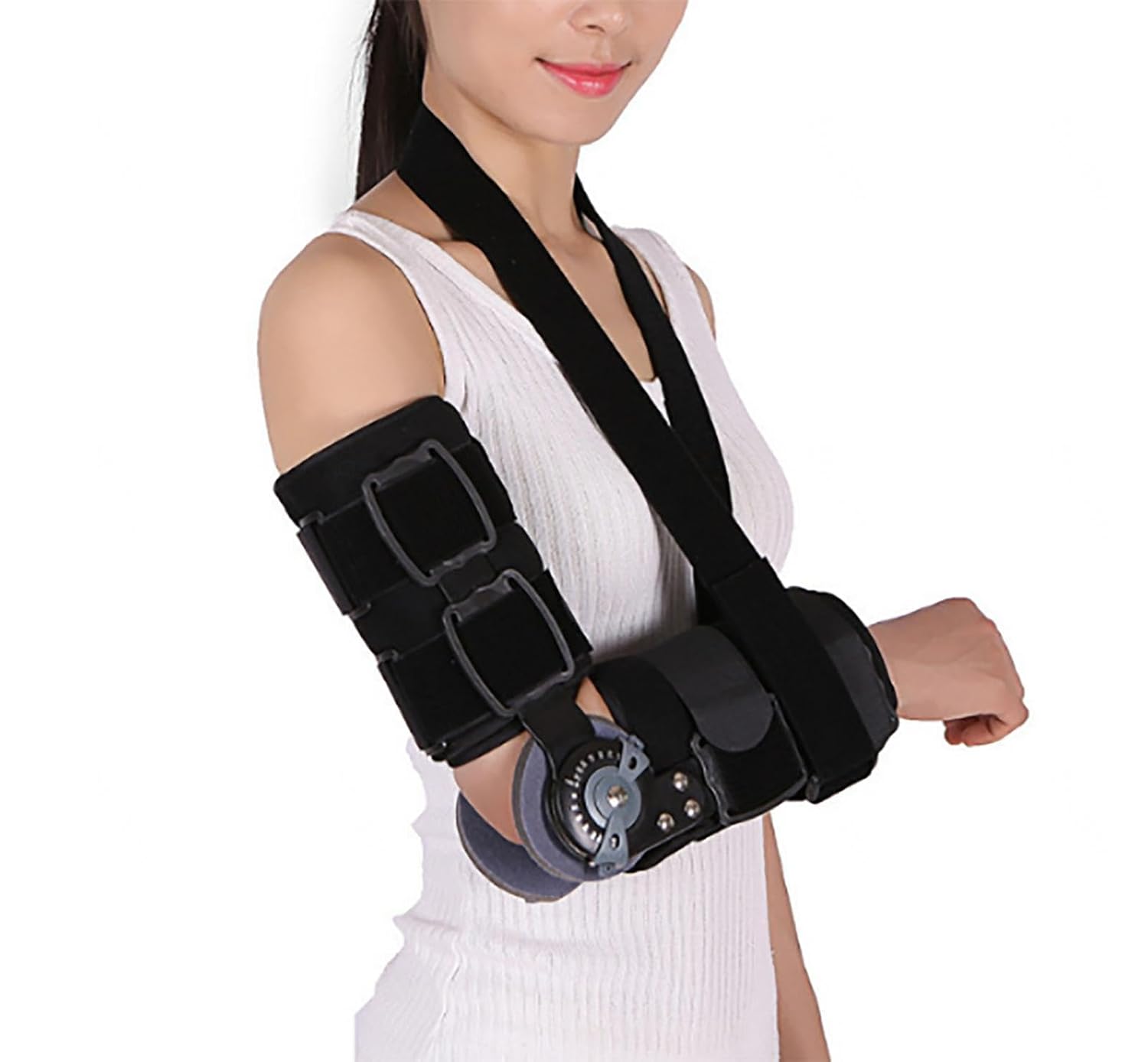 ROM Hinged Elbow Brace| Adjustable Elbow Brace Immobilizer Stabilizer|Post Op Arm Splint|Surgery Injury Recovery Pain Relief|Men & Women |Ulnar Nerve Entrapment|Tennis|Tend(