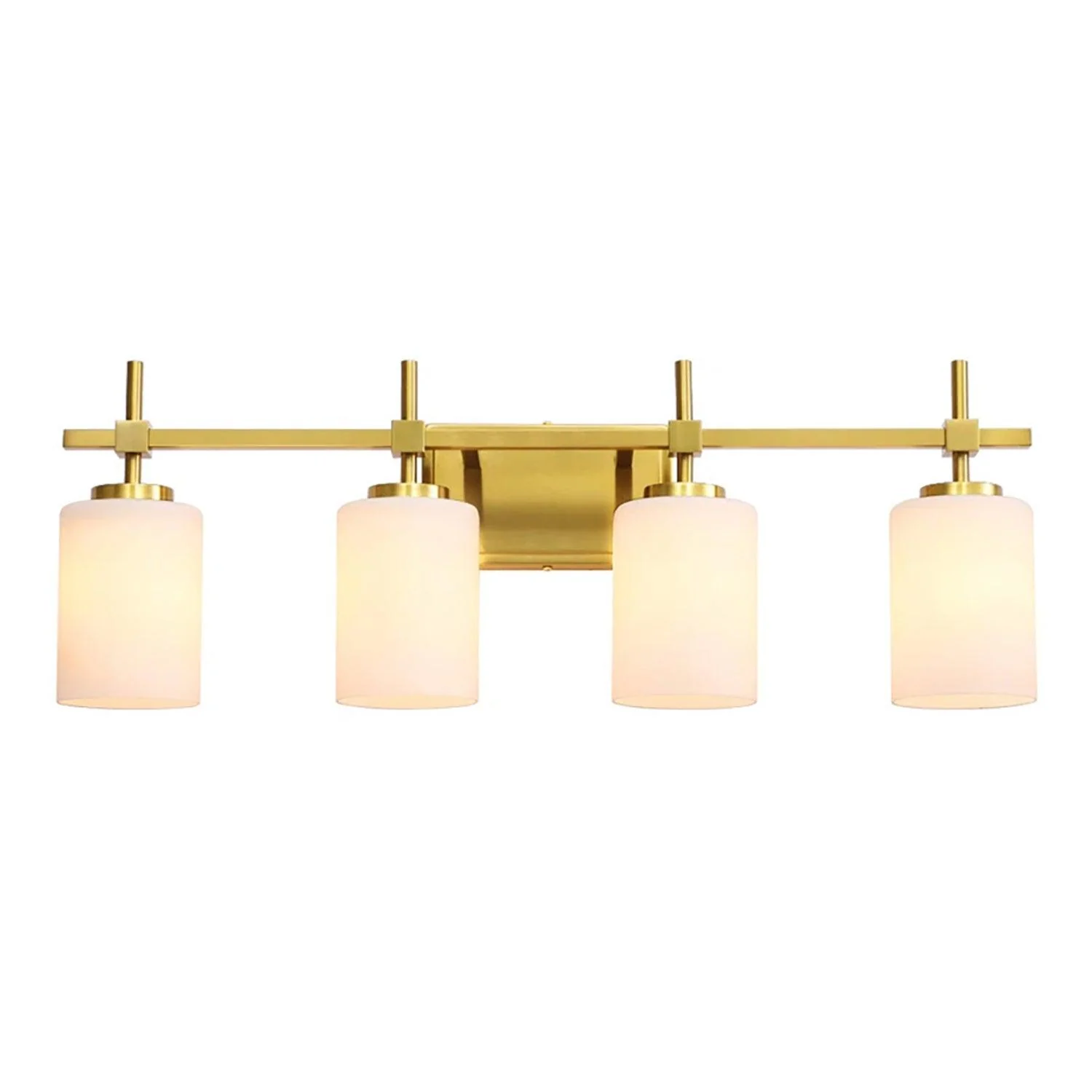 Jasper Gold Modern Frosted Glass 4-Light Bathroom Vanity Light