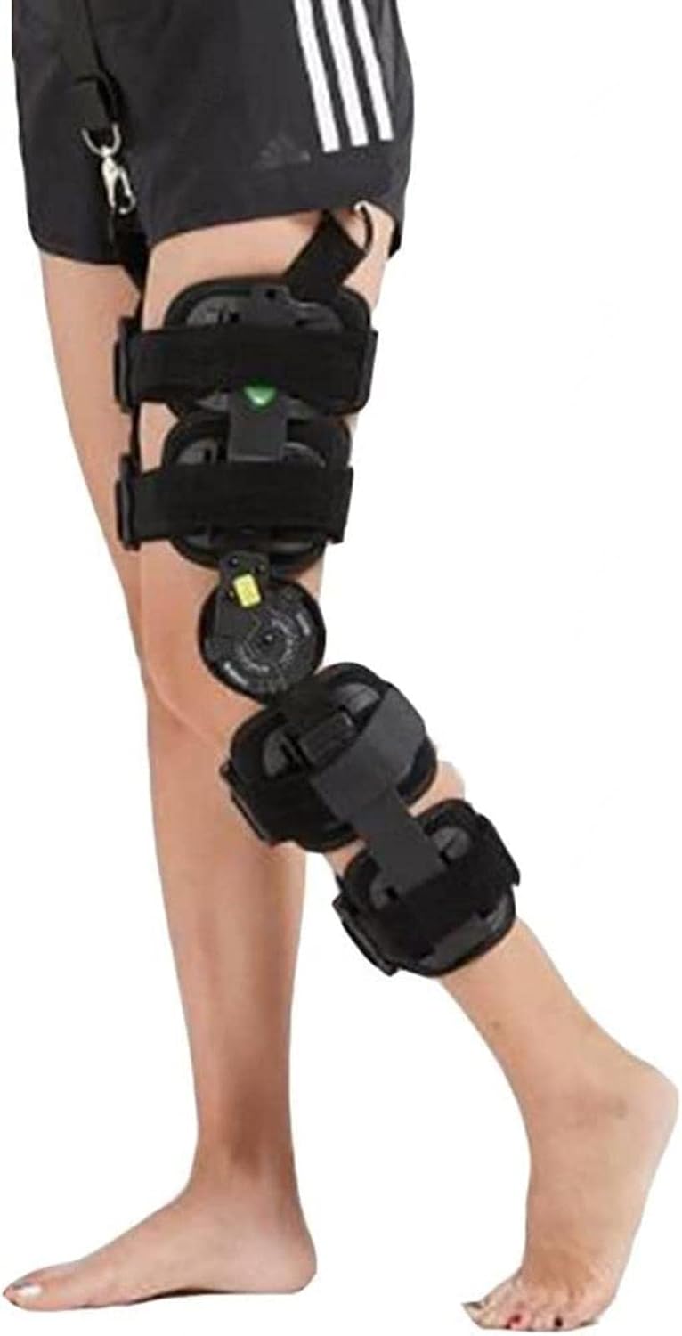 Orthopedic Knee Brace Knee Immobilizer Progressive Angle Adjustment Knee Hinged Brace Free Adjusting Chuck for Joint Knee Pain(
