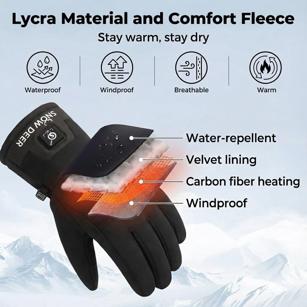 Heated Glove Liners Men Women,Rechargeable Battery Heated Motorcycle Ski Snow Warmer Gloves