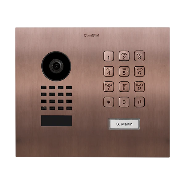 DoorBird D1101KH Modern Flush-Mount IP Video Door Station, 1 Call Button in Bronze