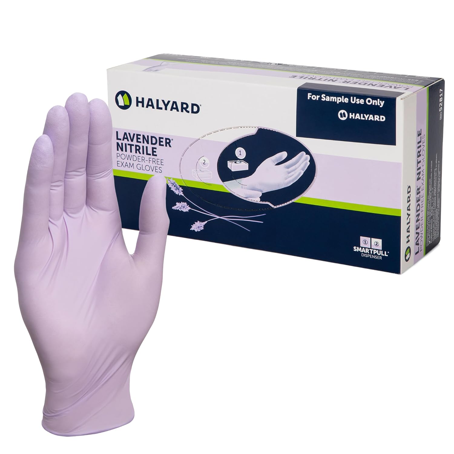 HALYARD Lavender Nitrile Exam Gloves, Disposable, Household Cleaning Supplies for First Aid, Beauty, Baby Care, Pet Care, 3.1 mil, Small, 52817 (Case of 2500)