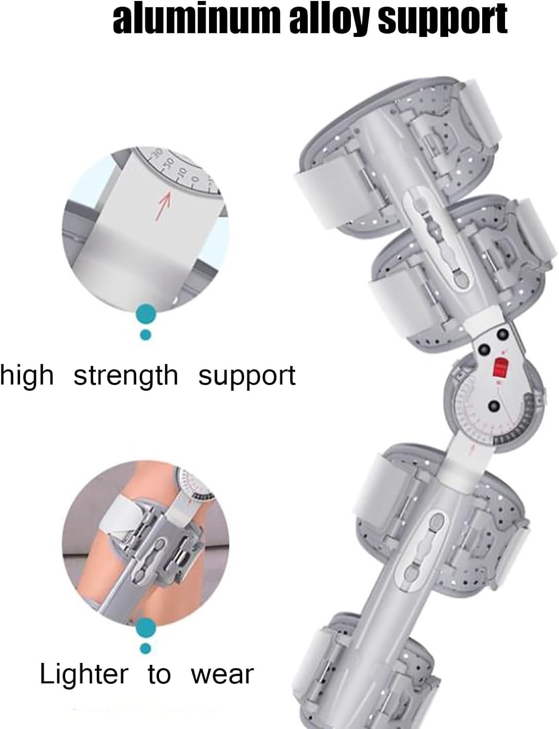 FoRes Knee Immobilizer Post-Op Adjustable Knee Fixation Brace 10°-120°freely Adjustable Bending Angle High Strength Hinge Comfortable and Breathable for Fracture Rehabilitation