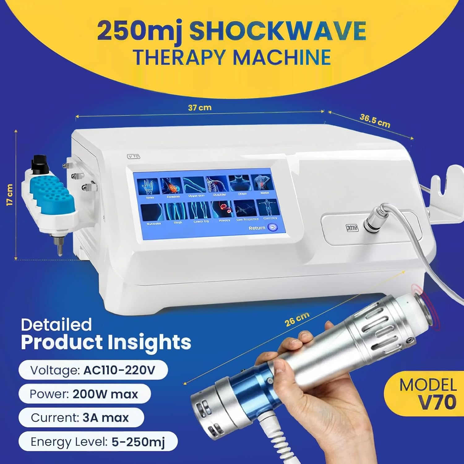 Shockwave Therapy Machine - Softwave Therapy Machine, Relieve Joint and Muscle Pain in The Body, for Home and Institution Use