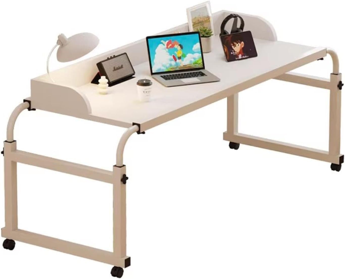 Adjustable Overbed Table with Wheels,Rolling Overbed Swivel Table Mobileoverbedlaptop Table Bed Desk Height/Width Adjustable Food Tray Desk Rolling Medical Tabl
