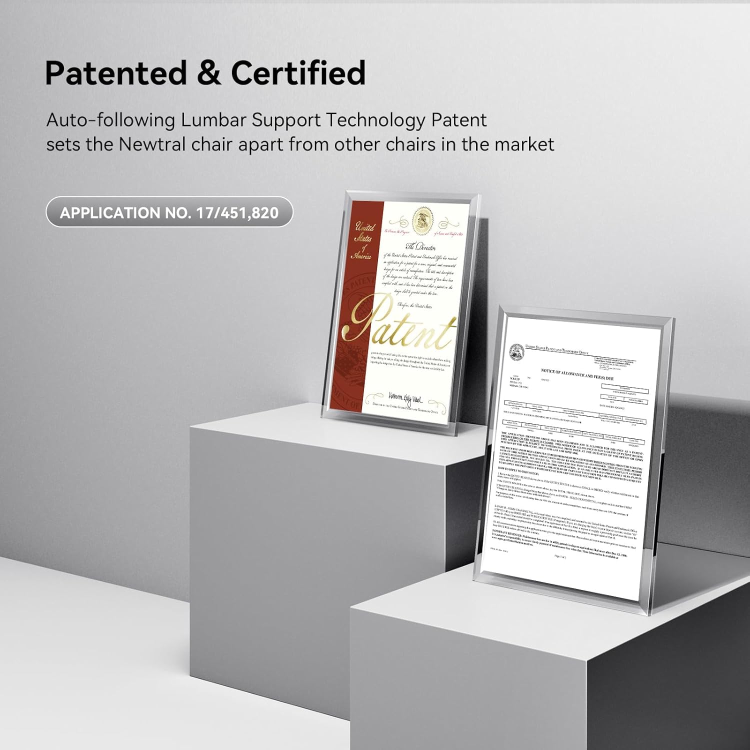 Newtral Office Chair Ergonomic - Home Office Desk Chair, Back Pain Chair with Auto-Following Lumbar Support, 4D Armrest, Seat Depth and Height Adjustable (No Foot Rest, Black)