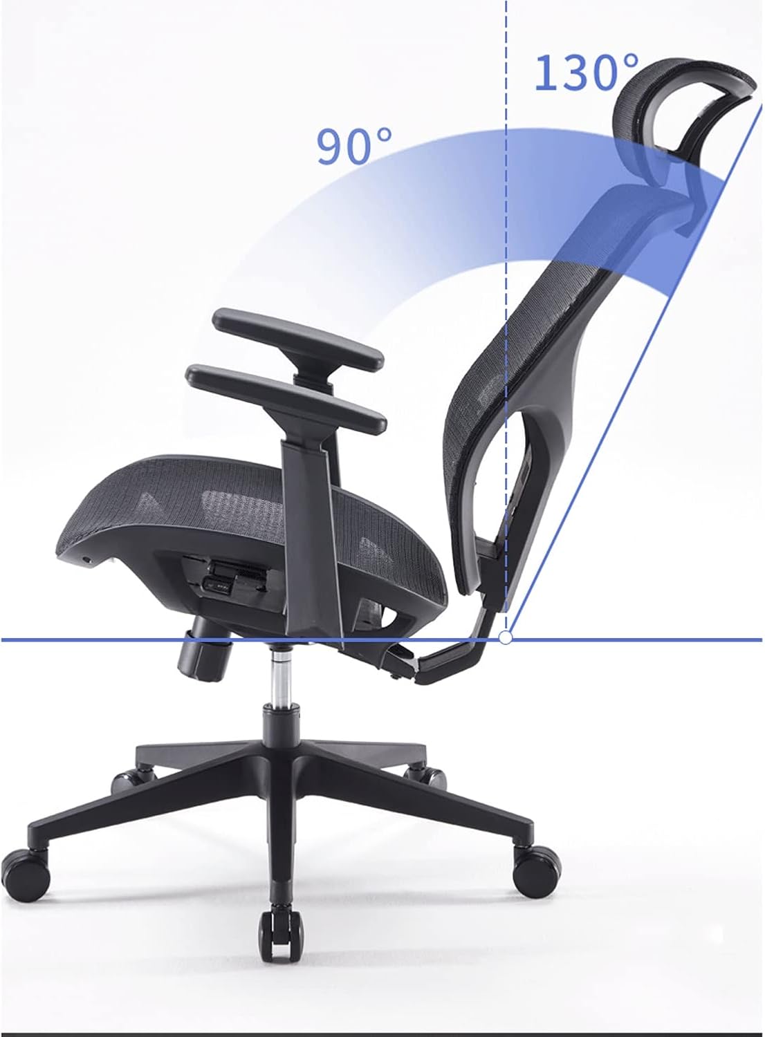 Office Chair, Breathable Mesh Executive Meeting Chairs with 3D Armrest and Headrest Support, Adjustable Lumbar Support, Ergonomic Sedentary Comfort Office Chair (Sponge Aluminum Alloy)
