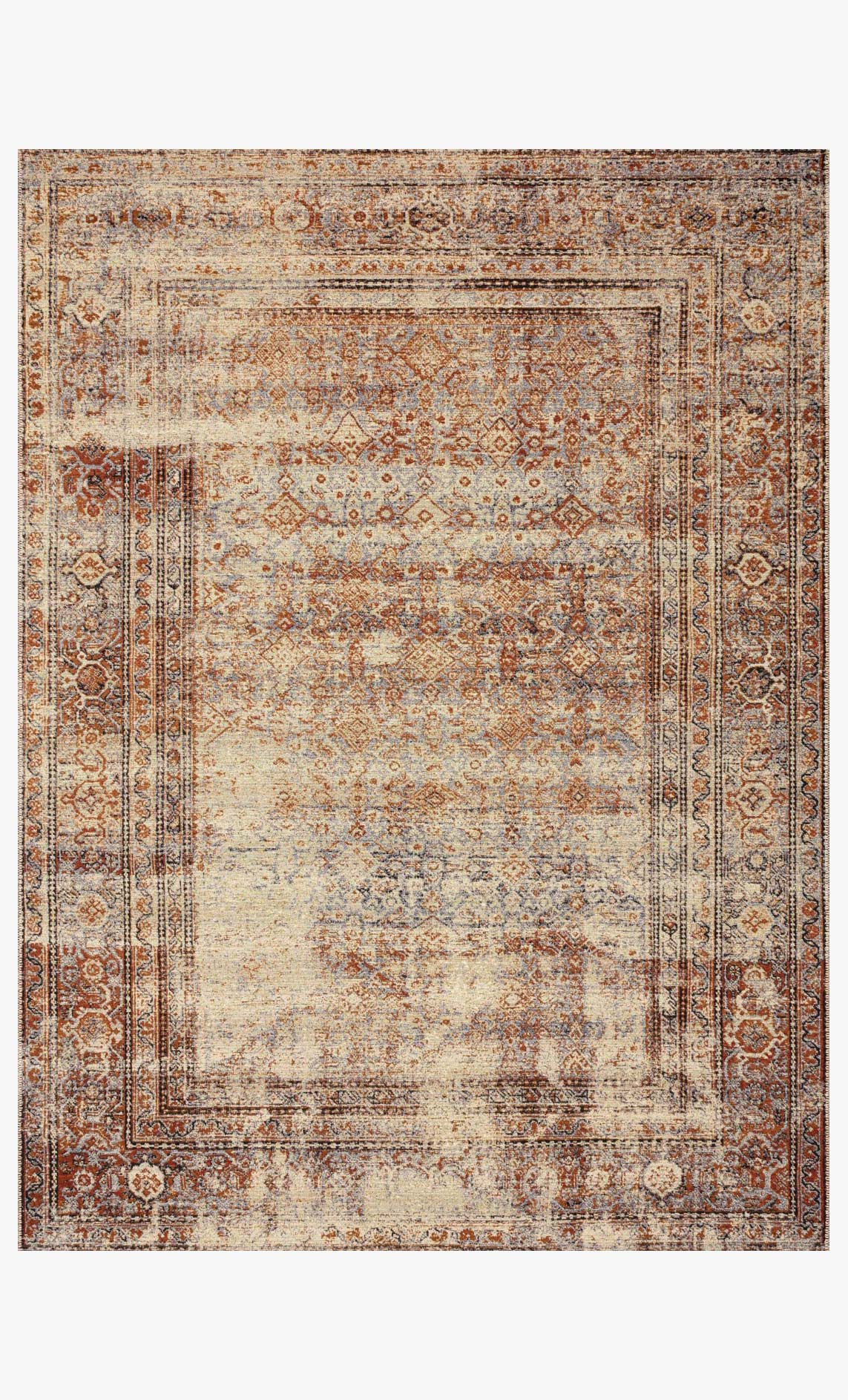 Loloi Sebastian Collection - Traditional Power Loomed Rug in Natural & Brick (SEB-05)
