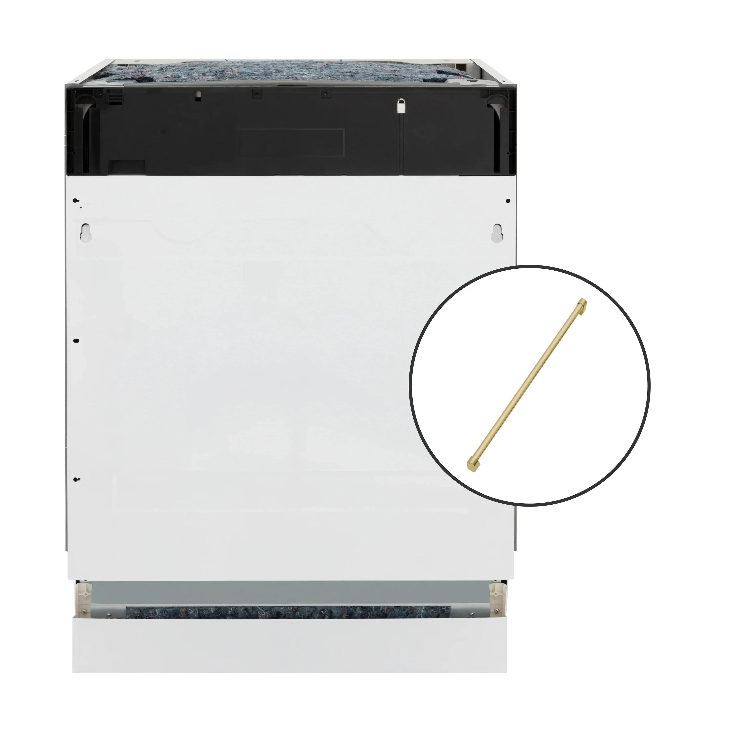 ZLINE Autograph Edition 24-Inch Tallac Series 3rd Rack Top Control Built-In Tall Tub Dishwasher in Custom Panel Ready with Champagne Bronze Handle (DWVZ-24-CB)